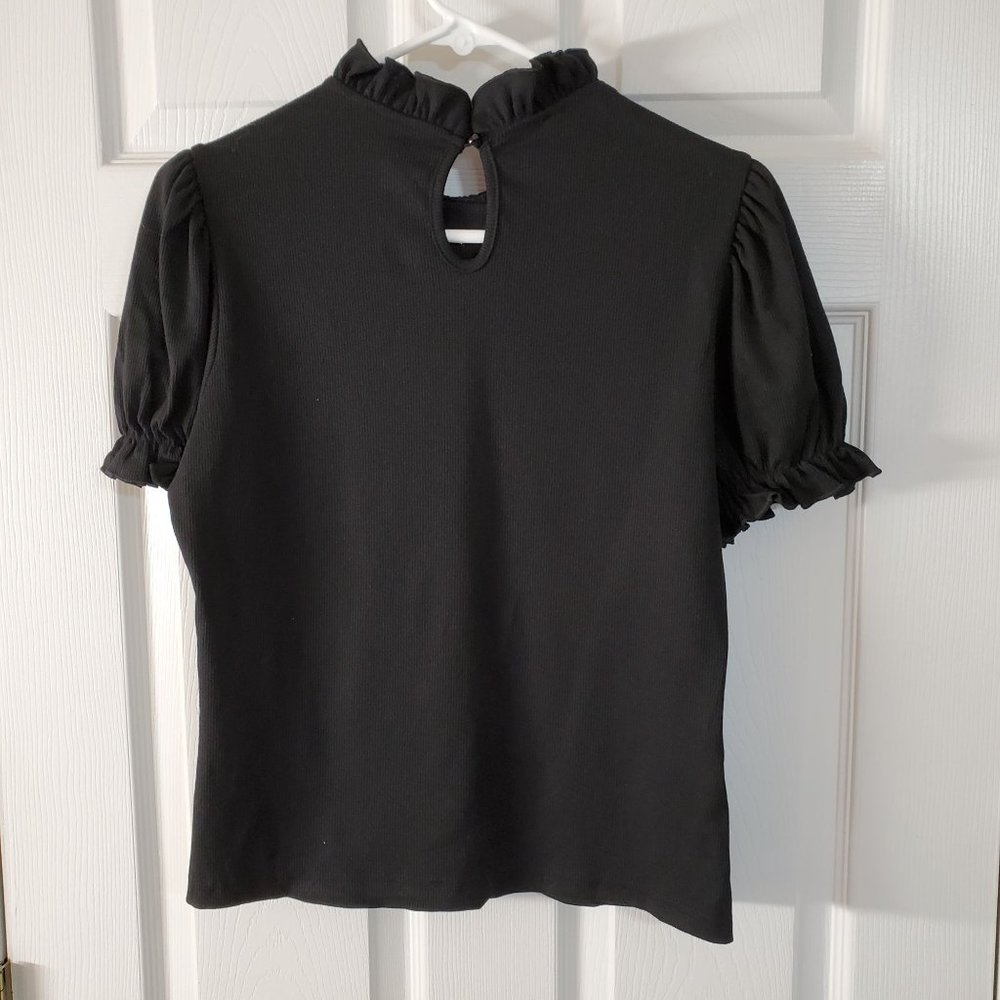 Black Ruffled Top Size Med - Picture 2 of 8
